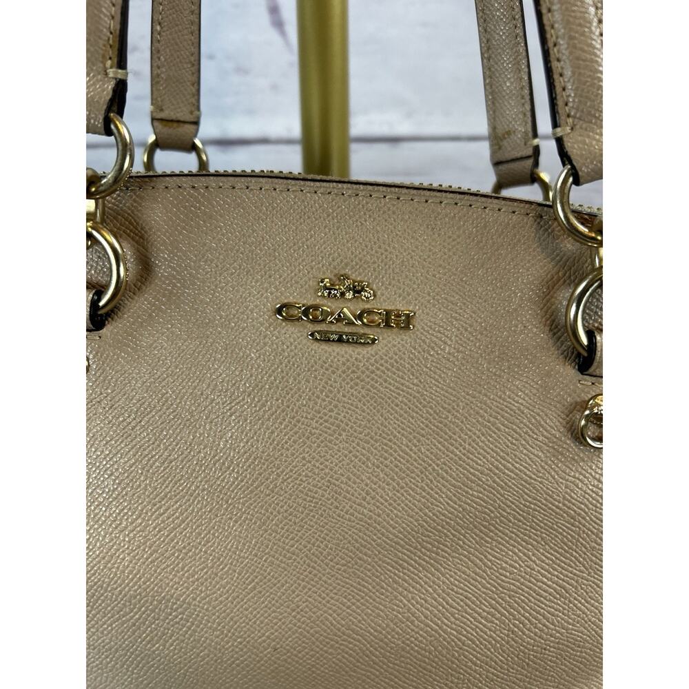 Coach Carryall Shoulder Bag Tan Light Brown Leather Crossbody Purse - Picture 9 of 10